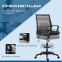 Ergonomisk Kontorsstol Hög Sits 56,5–76,5 cm med nätrygg, justerbar höjd och fotstöd