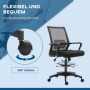 Ergonomisk Kontorsstol Hög Sits 56,5–76,5 cm med nätrygg, justerbar höjd och fotstöd