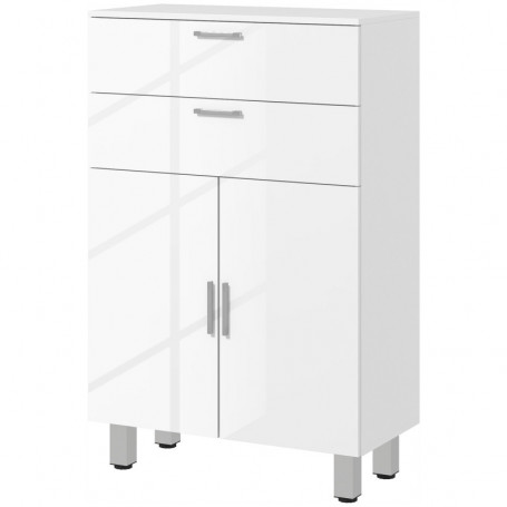 Badrumsskåp med lådor, justerbara hyllor och högblank finish – 60 x 30 x 93 cm