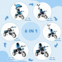 6-in-1 Trehjuling / Barnvagn 1-5 år, max 25 kg, Blå