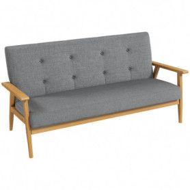 Soffa 2-sits med linnetyg och knappdetaljer – 154,5 x 69,5 x 73 cm