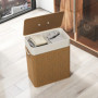 Tvättkorg i bambu med lock och avtagbar tygpåse – 100 L, 52 x 32 x 63 cm