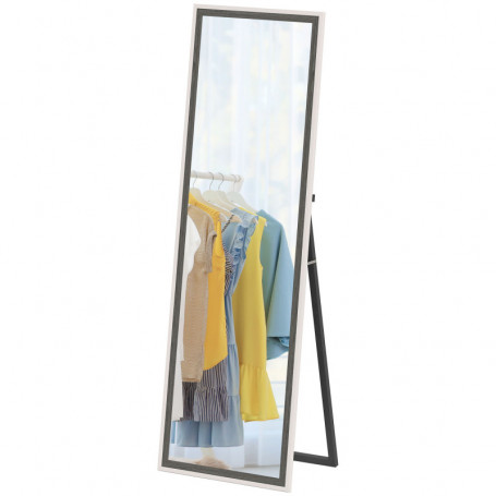 Golvspegel med tvåfärgad ram och flexibel placering – 162,6 x 53,3 cm Grå