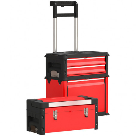 Verktygsvagn med 3 Stapelbara Delar / Transport Verktygslåda – 52 x 32 x 72 cm