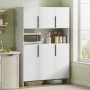 Högt Köksskåp med Öppen Fack, 4 Skåp Vit 119 x 40 x 175 cm