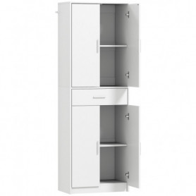 Högt Köksskåp med Justerbara Hyllor och Låda 60 x 35 x 180 cm Vit