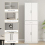 Högt Köksskåp med Justerbara Hyllor och Låda 60 x 35 x 180 cm Vit