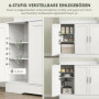 Högt Köksskåp med Stor Öppen Fack, Glasdörrar,  Justerbara hyllor – Vit 108 x 35 x 180 cm
