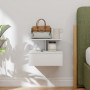Väggmonterat Sängbord med Låda och Öppen Hylla – Vit 39,8 x 35 x 31...