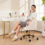 Kontorsfåtölj i Vintagestil beige/guld med Justerbar höjd och gungfunktion –