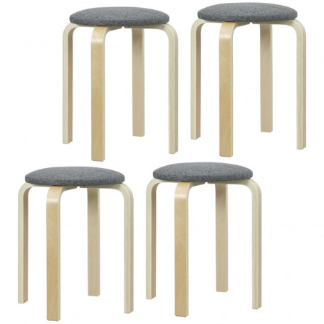 4-pack Träpallar med Vadderad Sits, Stapelbara Grå