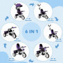 6-in-1 Trehjuling / Barnvagn 1-5 år, max 25 kg, Lila