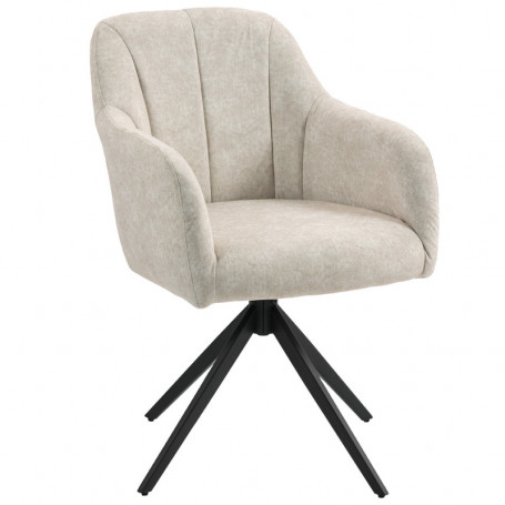 Fåtölj i Sammet med 360° Rotation och Stålben – Elegant design Beige