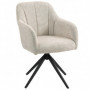 Fåtölj i Sammet med 360° Rotation och Stålben – Elegant design Beige
