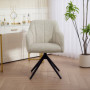 Fåtölj i Sammet med 360° Rotation och Stålben – Elegant design Beige