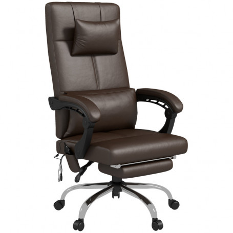 Ergonomisk Kontorsstol med Massage och Värme Brun Läder