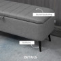 Hallbänk - Sängbänk med Förvaring Grå 102 x 40 x 44 cm