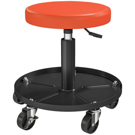 Justerbar Verkstadspall med Hjulfot och Förvaringshylla – 38–50 cm, 135 kg
