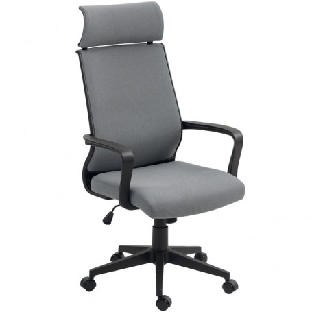 Ergonomisk Kontorsstol med Högt Ryggstöd och Syntetisk Ull Grå