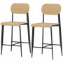 Barstol 2-pack Ek/Svart i Industriell Stil med Fotstöd – 43 x 55 x 103 cm