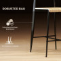 Barstol 2-pack Ek/Svart i Industriell Stil med Fotstöd – 43 x 55 x 103 cm