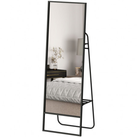 Helkroppsspegel med Förvaring och Krokar i Industriell Stil – 50 x 38 x 157 cm