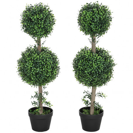2-pack Konstgjorda Buxbomträd med Kruka – 91,4 cm