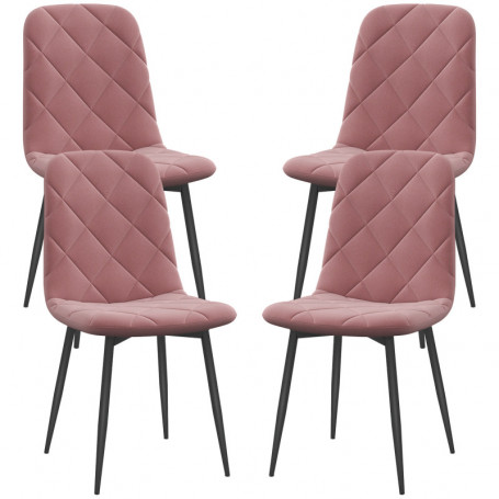 Matstolar 4-pack Sammetslook Rosa