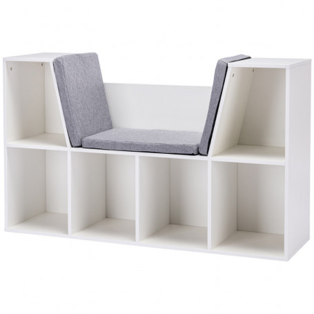 Barnförvaring med sittkuddar och 6 fack Vit – 103 x 30 x 62 cm