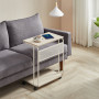 C-format sidobord med hjul, 55x34x66 cm, beige