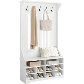 3-i-1 hallmöbel med skobänk, krokar och hyllor – vit, 35 x 100 x 18...