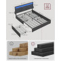 Sängstomme 160×200 cm LED Belysning USB-A/C Laddstation 4 Lådor Sid...