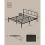 Metallsäng Sängstomme 160×190 cm Dubbelsäng Med Sidobord Mattsvart ...