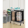 Rullbar Tvättkorg – 2 Fack, 140 L, Avtagbar Påse, Svart 59 x 40 x 91 cm