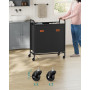 Rullbar Tvättkorg – 2 Fack, 140 L, Avtagbar Påse, Svart 59 x 40 x 91 cm