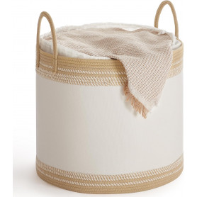 Tvättkorg – 90 L, Bomull Karamellbrun Formstabil, Dragsnöre 50 x 50...