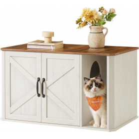 Katthus med Dubbeldörr i Trä 85 x 48.5 x 50 cm Vintage Vit