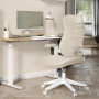 Ergonomisk Kontorsstol Cappuccino-beige Nätrygg Fällbara Armstöd, 150 kg