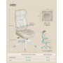 Ergonomisk Kontorsstol Cappuccino-beige Nätrygg Fällbara Armstöd, 150 kg