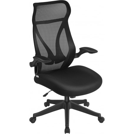 Ergonomisk Kontorsstol Svart Nätrygg Fällbara Armstöd, 150 kg