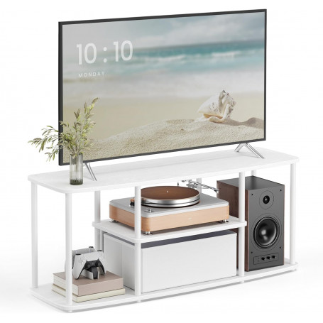 TV-bänk Vit med 3 nivåer och förvaringslåda 110 x 35 x 46 cm