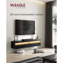 Väggmonterad TV-bänk med LED-belysning och Laddstation – Svart 147 x 35 x 30 cm