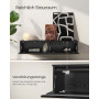 Väggmonterad TV-bänk med LED-belysning och Laddstation – Svart 147 x 35 x 30 cm