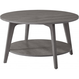 Runt Soffbord med 2 Nivåer 80Ø cm Trä Grå