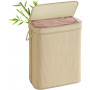 Tvättkorg Bambu 90L 49×33×61 cm Lock & Handtag Avtagbar Tvättbar In...