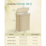 Tvättkorg Bambu 90L 49×33×61 cm Lock & Handtag Avtagbar Tvättbar In...