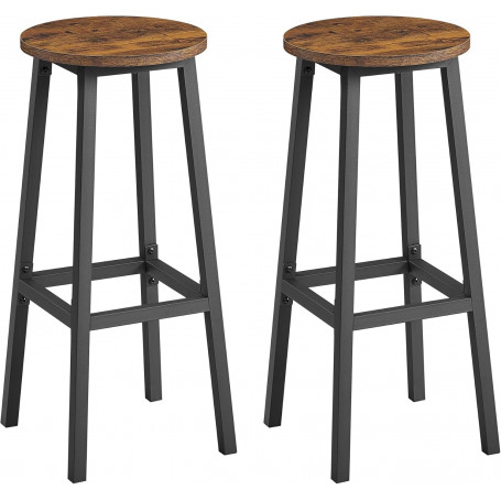 Barstolar 2-pack Sits Höjd 72 cm med Fotstöd Vintage Brun 32 x 32 x 74 cm