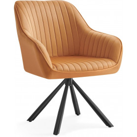 Matstol Roterbar Fåtölj Sammet Karamellbrun Bläcksvarta Metallben E...