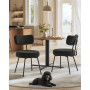 Matstol 2-pack Rund Form Svart Teddy Fleece, Metallram