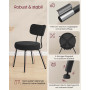 Matstol 2-pack Rund Form Svart Teddy Fleece, Metallram